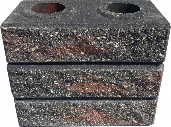 Кирпич гиперпрессованный LEGO-FASAD колотый красно-черный