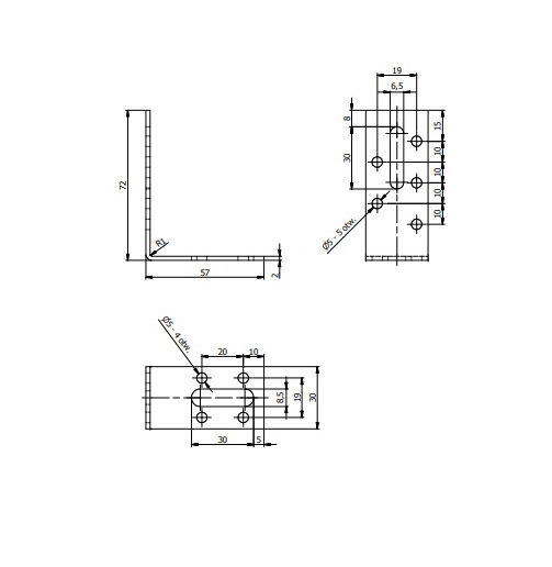 Уголок монтажный Domax L-образный 70x55x30 мм 2 мм KRD2