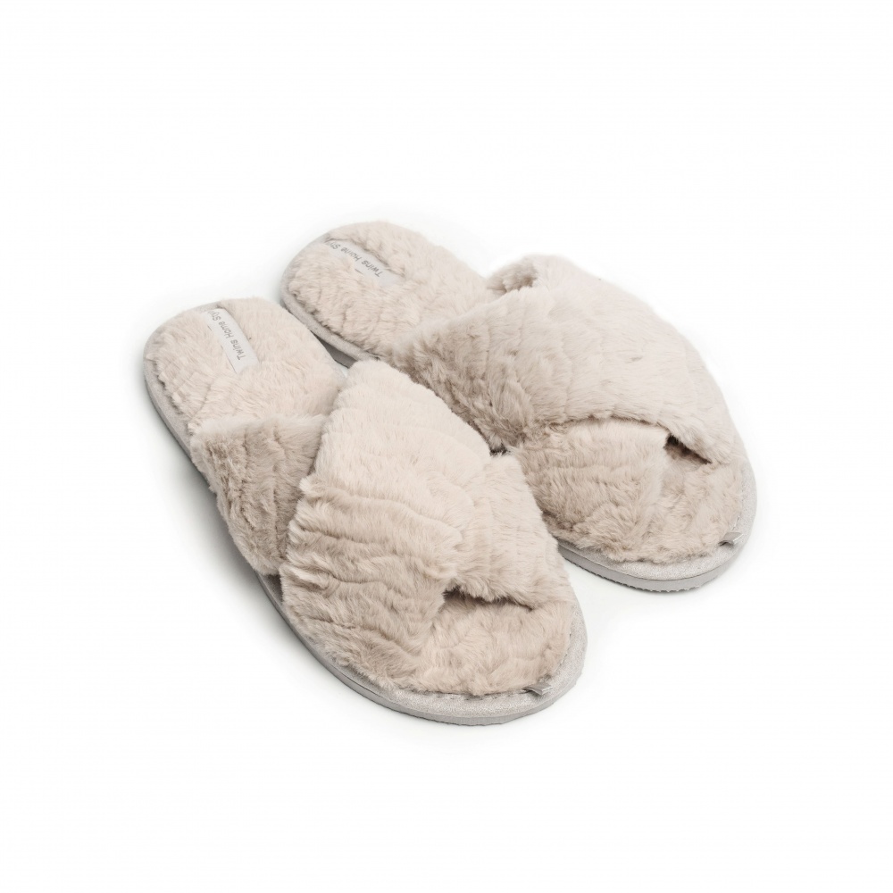 Тапки домашние Twins меховые перекрест 15122 р.40 бежевый