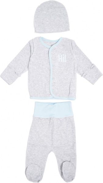 Комплект дитячого одягу Фламінго ясельний сірий із блакитним р.56 473-1004 