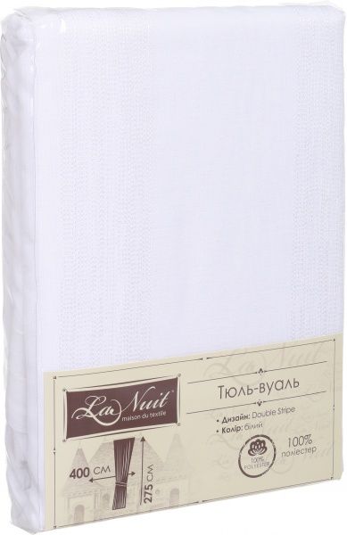 Тюль вуаль Double Stripe серый 400х275 см La Nuit