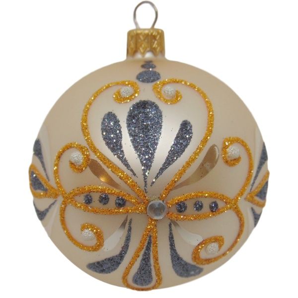 Шар новогодний d80 беж./фиолет.9590/705515 