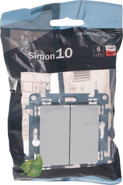Выключатель двухклавишный Simon 10 без подсветки 10 А 250В белый CW5.01/11