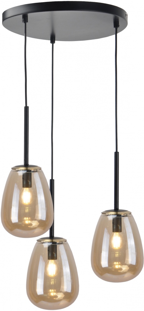Світильник підвісний Sensio Hollywood 3x40 Вт E14 чорний із бурштиновим ALB-P00419-AM-E