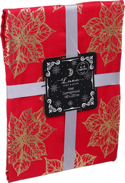 Скатерть Noel 140x220 см красный с золотым Luna 