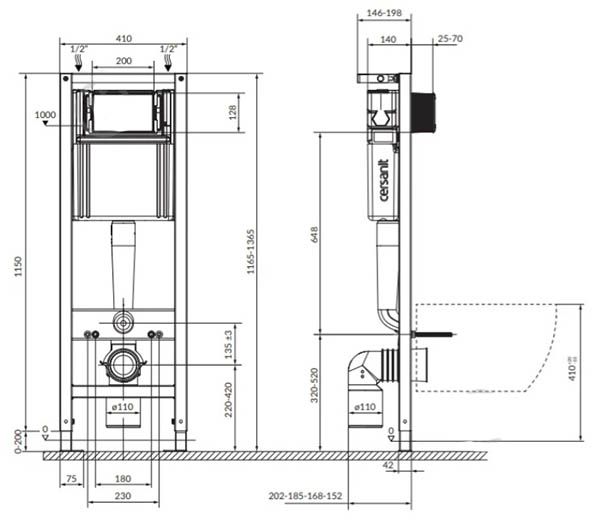 Комплект інсталяції Cersanit СЕТ B980 SYSTEM 40 механічна + підвісний унітаз DELFI 412