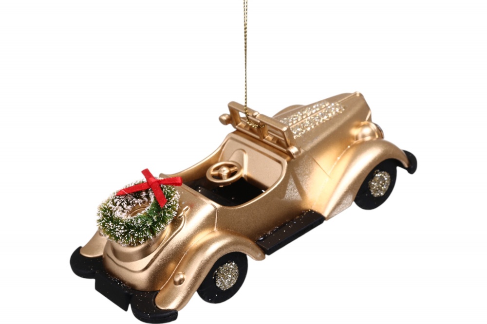 Подвеска пластиковая ретро авто с присыпкой 15 см в ассортименте F22560112S+G