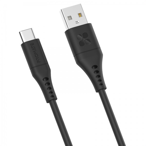 Кабель Promate PowerLink-AC200 USB-A to USB-C 3А 2 м чорний (powerlink-ac200.black) 