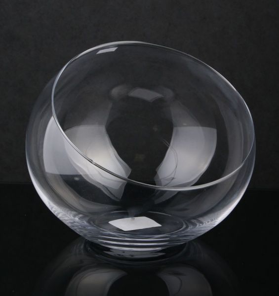 Ваза стеклянная прозрачная со скошенным краем 24 см