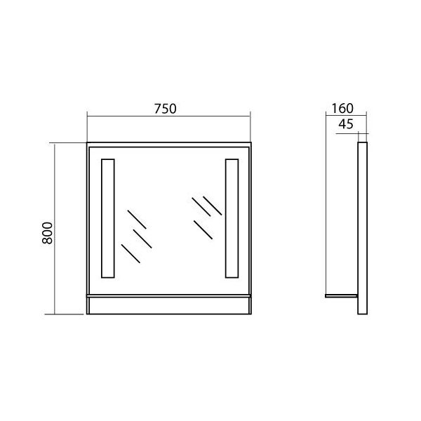 Дзеркало Аква-Родос Мілано 75 см з підсвічуванням та полицею