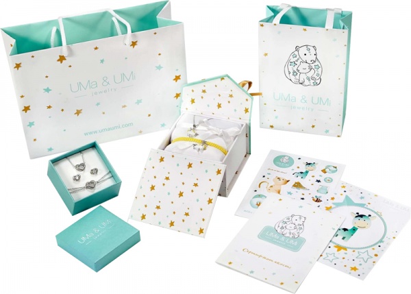 Браслет на ланцюжку UMa&UMi Серце велике з рухливими безбарвними вставками