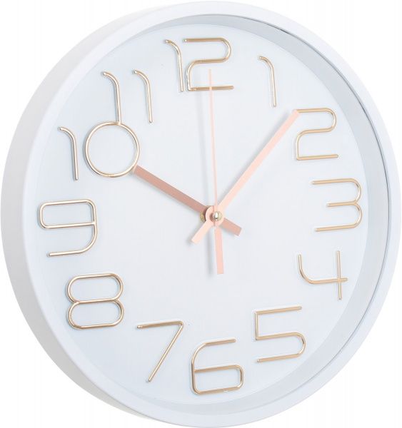 Часы настенные Moment белый с золотыми цифрами 30 см