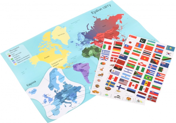 Игра настольная Умняшка Флаги с многоразовыми наклейками КП-011