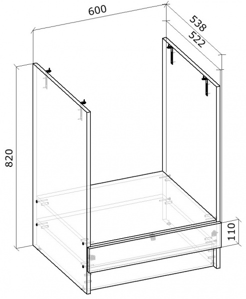 Тумба нижня під духовку МС Сніжана 60х82х53,8 см, білий Грейд