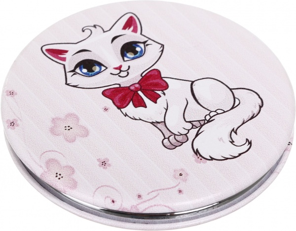 Зеркало карманное косметическое Лідер Канц Котик круглое 12 вариантов в ассортименте 