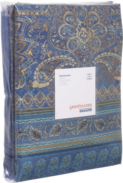 Комплект постільної білизни Matera B1 сімейний синій із золотим Granfoulard