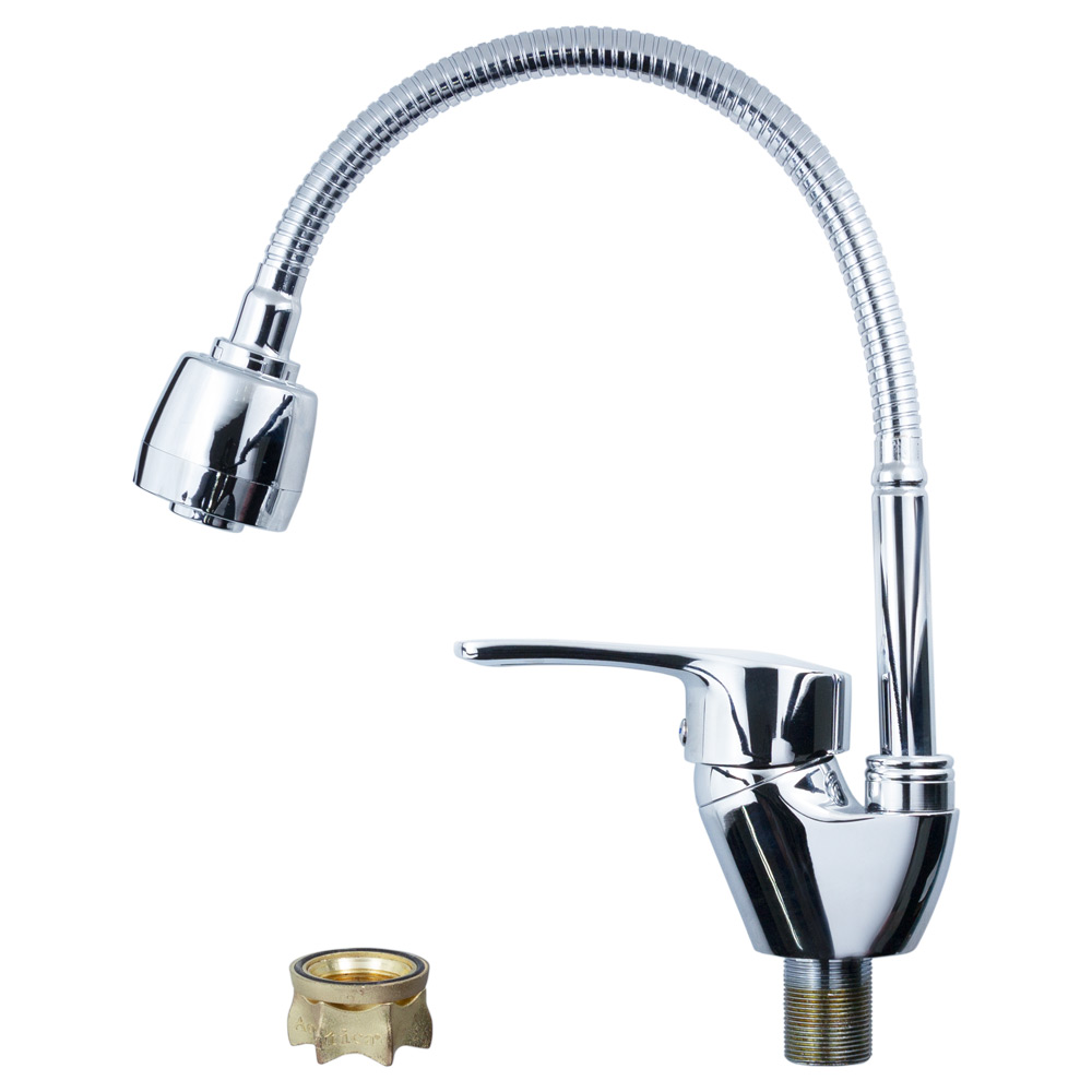 Смеситель для кухни Aquatica ML 40 мм гусак гофрированный на гайке (9746120)