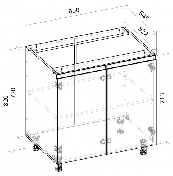 Тумба нижня МС Джетта 80х82х54,5 см, графіт сірий/дуб сонома Грейд