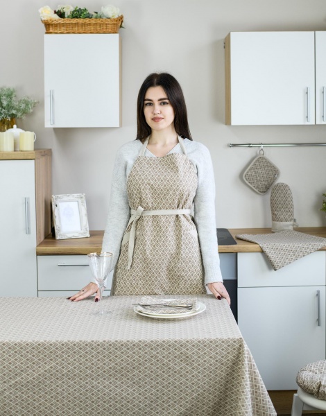 Скатерть Joy бежевая клетка 136x180 см бежевый La Nuit 