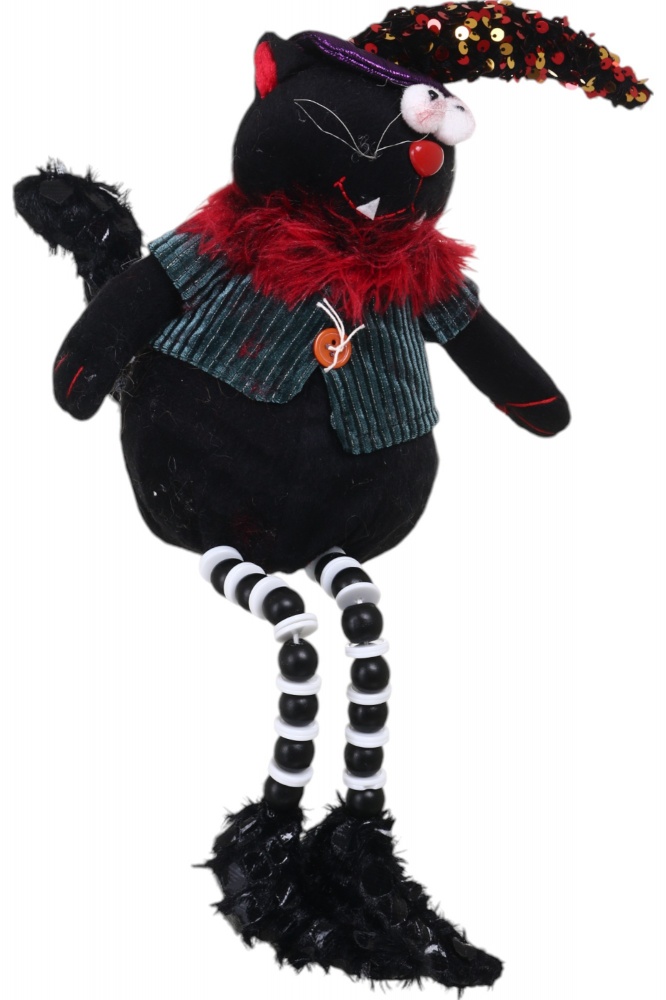 Декорация Хэллоуин кот сидящий черный 17 х 55 см 2 вида в ассортименте