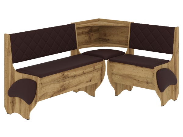 Уголок кухонный Милорд 1500х1100х780 дуб тахо / коричневый 