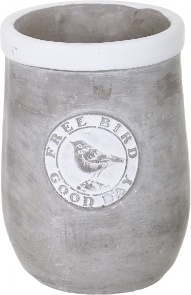 Ваза стеклянная серая Bird 13,8х18,7 см