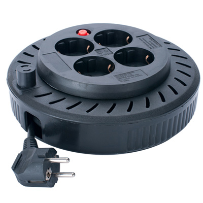 Удлинитель Sven Spool 3G-5M 4 гнезда 5 м черный