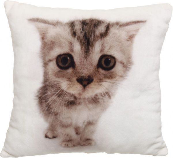 Подушка декоративная Котенок 974 28x28 см бежевый с рисунком СЕЛЕНА 