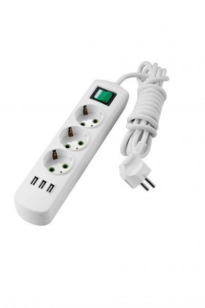 Удлинитель Lezard Letitia с заземлением 3 гн. белый 3 м 721-0303-302U 