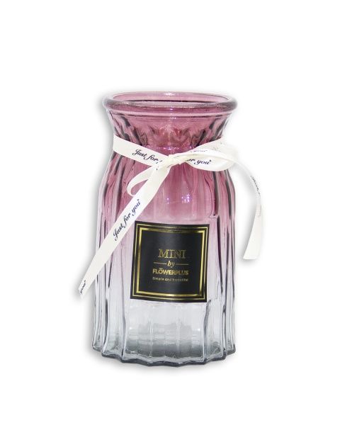 Ваза стеклянная Crystal Nicole 18 см омбре красно-серая YIWU