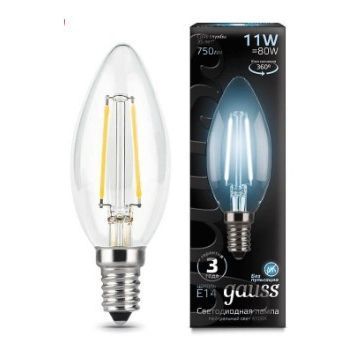 Лампа світлодіодна Gauss Filament C37 11 Вт E14 4100 К 220 В прозора 103801211 