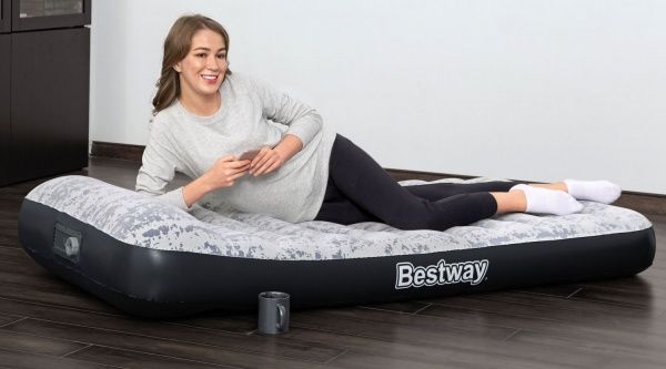 Матрац надувний Bestway Tritech Airbed Twin з вбудованим подвійним електронасосом 188х30 см сірий/синій