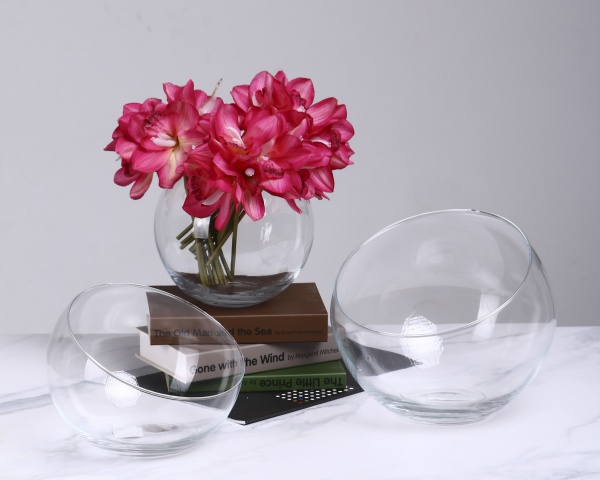 Ваза-акваріум зі скошеним краєм скляна d20 16 см прозора 