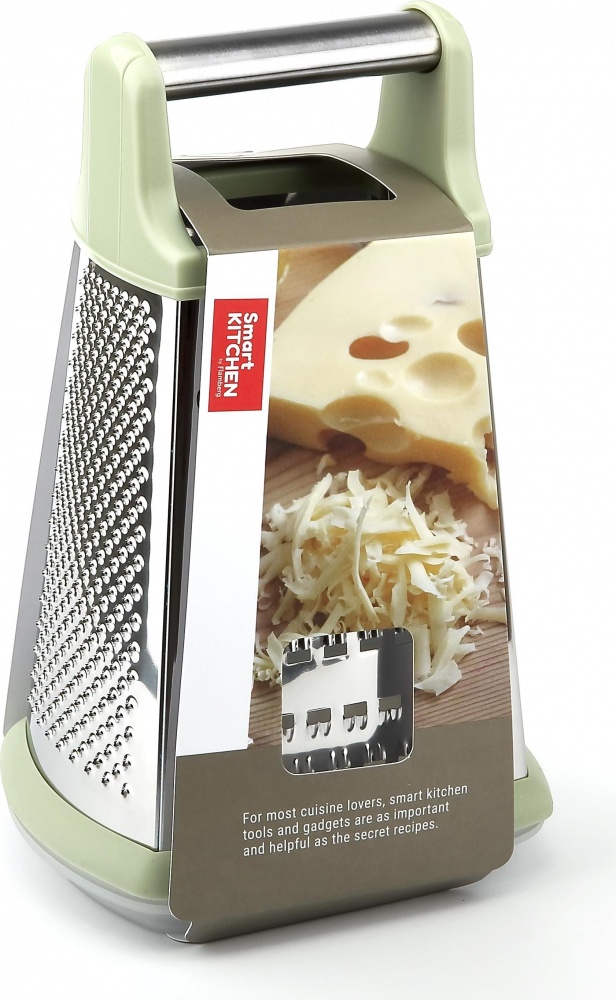 Терка четырехгранная Smart Kitchen by Flamberg с контейнером Nature Avocado Green 21 см