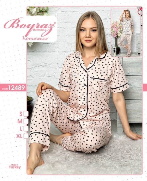 Пижама женская Бойраш горох р. XL бежево-черный 12489 