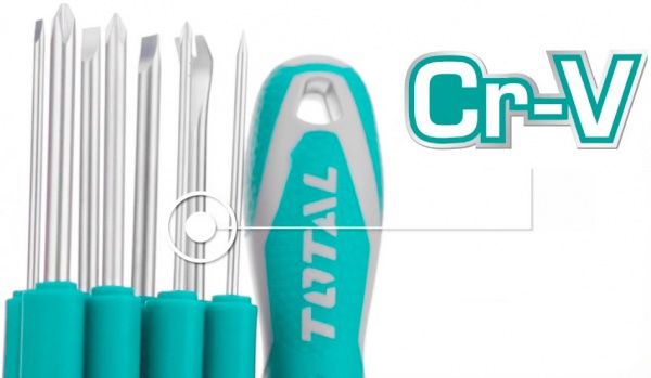 Викрутка зі змінними насадками Total 9 предметів ×190 мм THT250906