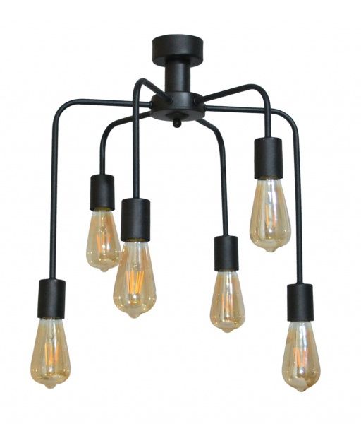 Світильник підвісний Геотон Рапіра-6 6x60 Вт E27 чорний 48860 