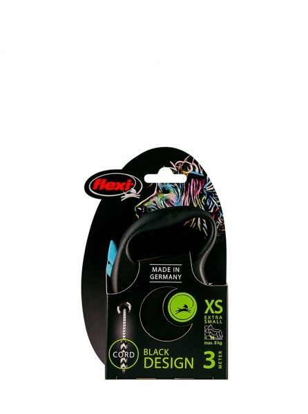 Поводок-рулетка Flexi Black Design трос XS голубой 3 м