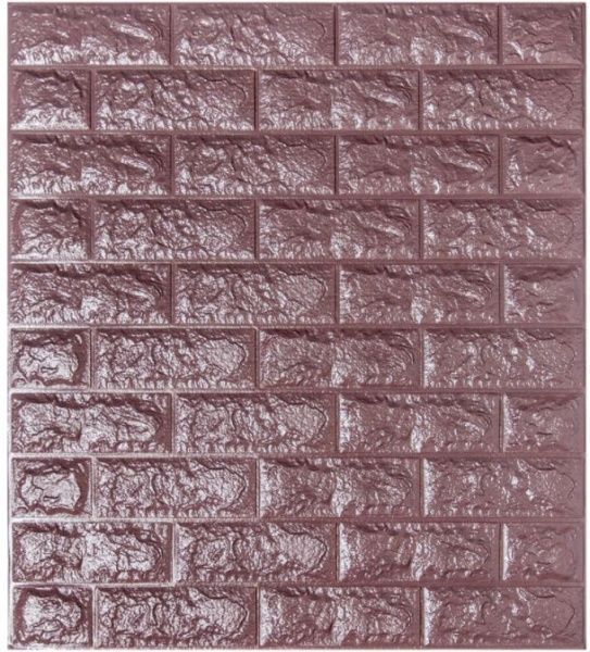 3D-панель з ПВХ самоклеюча цегла баклажан кава 0.539 кв.м 