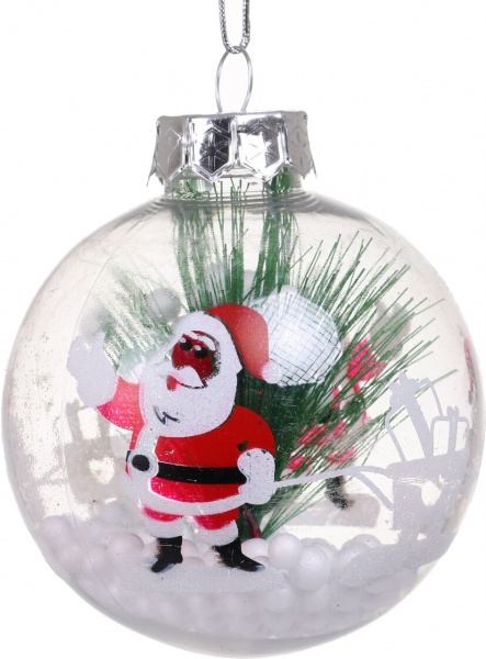 Декоративна підвіска Куля з декором 8 см прозорий NY21105