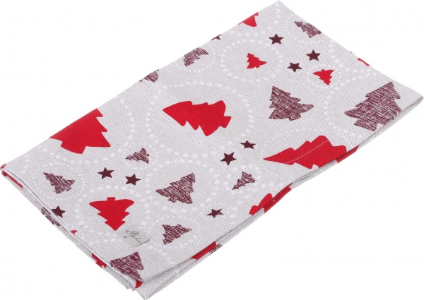 Дорожка на стол Christmas tree 40x140 см бежево-красный Прованс 