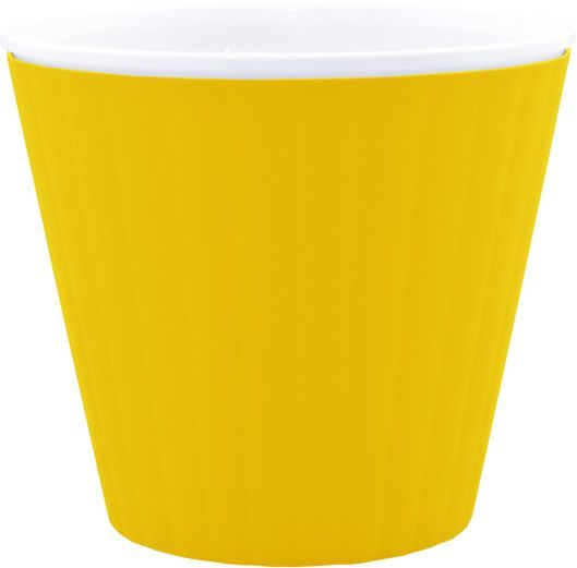 Горщик пластиковий Алеана Ібіс круглий 1л жовтий із білим 