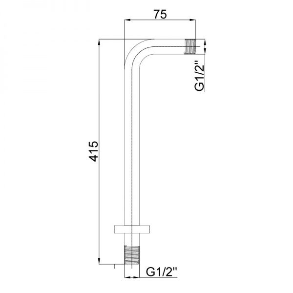 Тримач для душу Rubineta Кронштейн для верхнього душу ELBOW, 415 мм