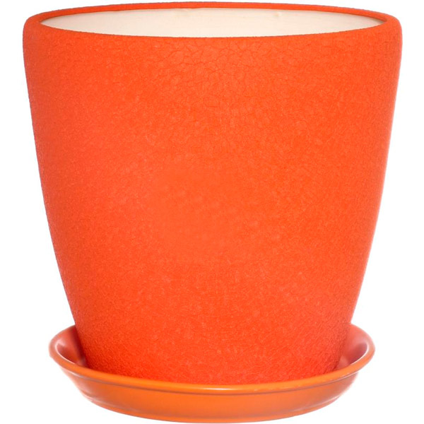 Горщик керамічний Оріана-Запоріжкераміка Грація №1 шовк помаранчевий круглий 10л помаранчевий (056-1-050) 