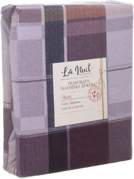 Підковдра Клітинка бежева (фланель) 200x220 см La Nuit 