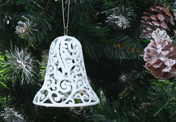 Украшение новогоднее Колокольчик ажурный d 10 см голубой
