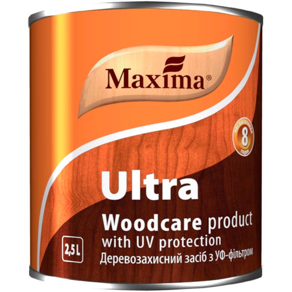 Декоративное и защитное средство для древесины Maxima Ultra ореховое дерево глянец 2,5 л