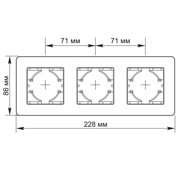 Рамка Standard трехместная горизонтальная белый TF-ST-FR3H-W