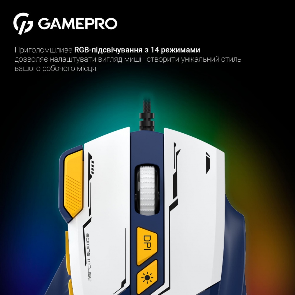 Мишка GamePro white/blue (GM300BL)