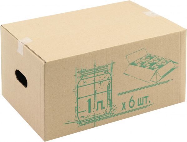 Гофроящик  для 6 банок 1,0 л с комплектом перегородок 325x215x170 мм